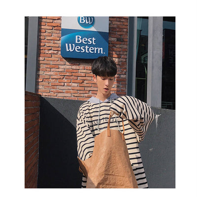 Striped hooded sweater men