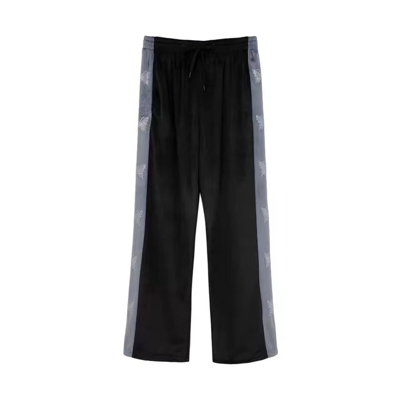 Butterfly Track Pants Velvet Casual Pants