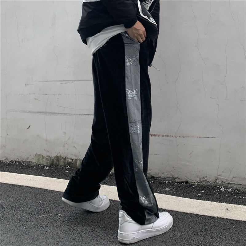 Butterfly Track Pants Velvet Casual Pants