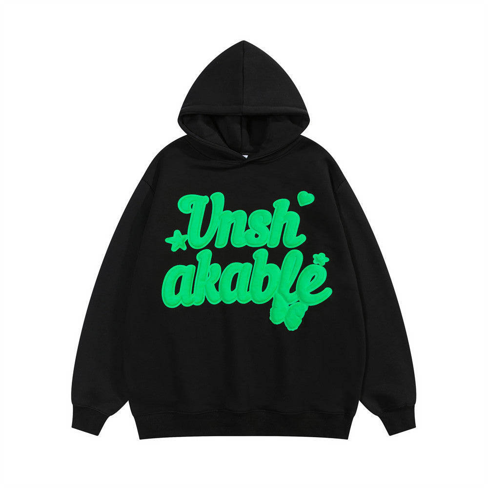Foam Letter Printed Hoodie Men