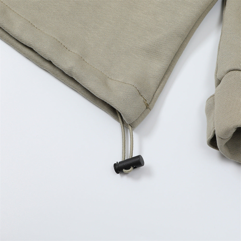 Drawstring Lace Hooded Sweater Men