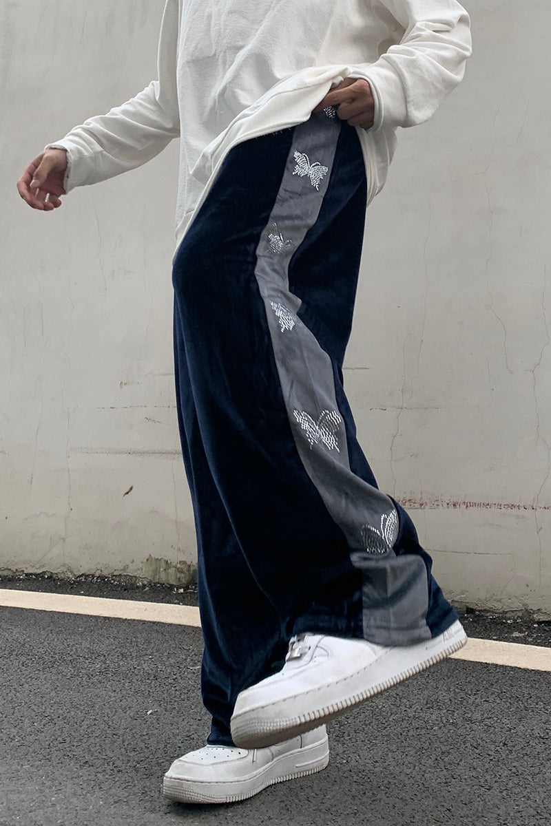 Butterfly Track Pants Velvet Casual Pants