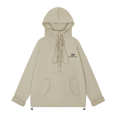 Drawstring Lace Hooded Sweater Men