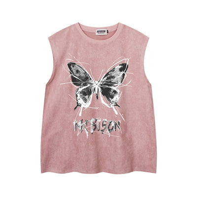 Butterfly Print Waistcoat T-shirt For Men