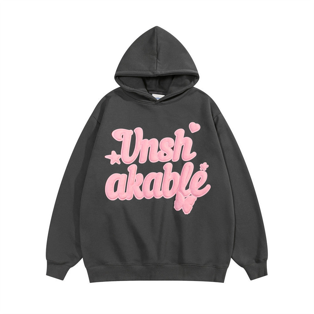 Foam Letter Printed Hoodie Men