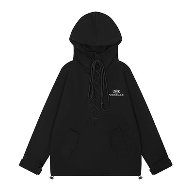 Drawstring Lace Hooded Sweater Men