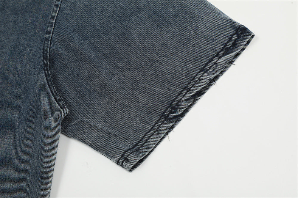 Punk Denim Short-sleeved T-shirt For Men