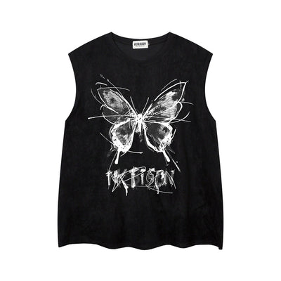 Butterfly Print Waistcoat T-shirt For Men