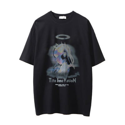 Printed Washed Distressed T-shirt For Men