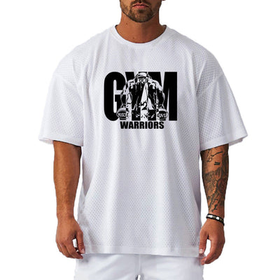 Fitness Muscle Men Gym Mesh Breathable Short Sleeve