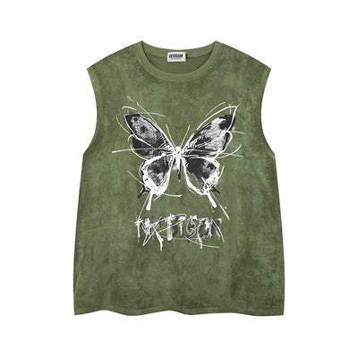 Butterfly Print Waistcoat T-shirt For Men