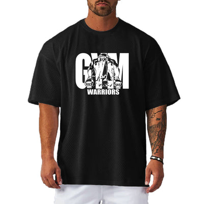 Fitness Muscle Men Gym Mesh Breathable Short Sleeve